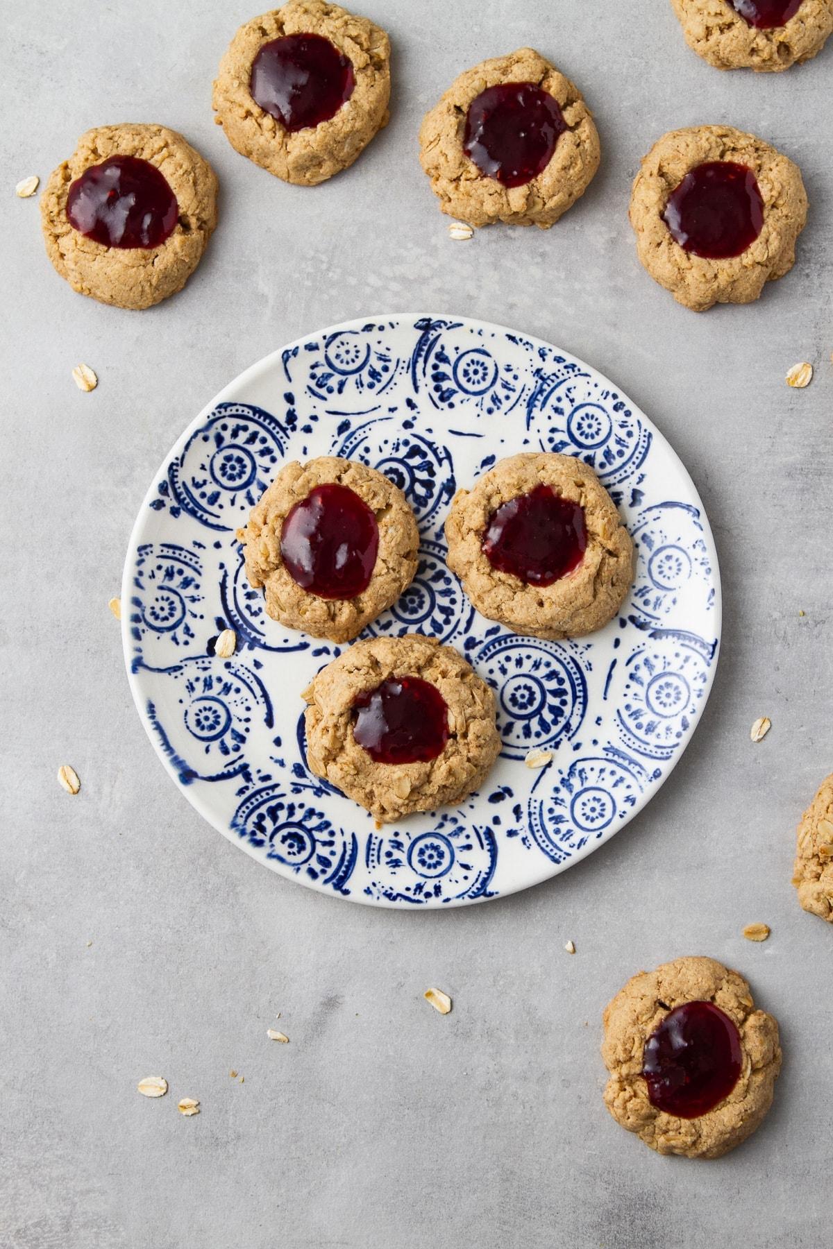Oat Jam <b>Thumbprint Cookies</b> (<b>Healthy</b> + Easy) - The Simple Veganista